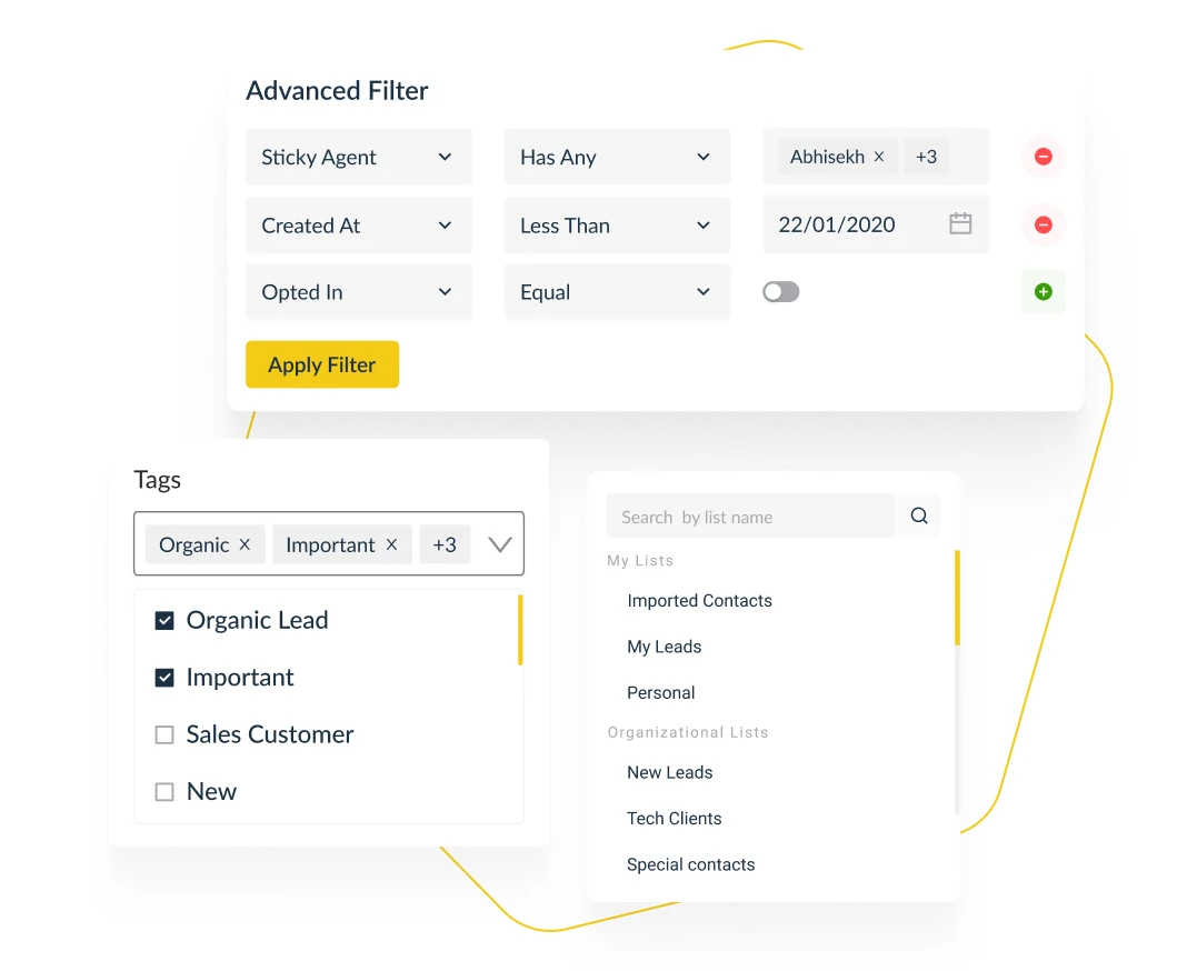 Create dynamic lists seamlessly for brilliant broadcast campaigns using advanced filter